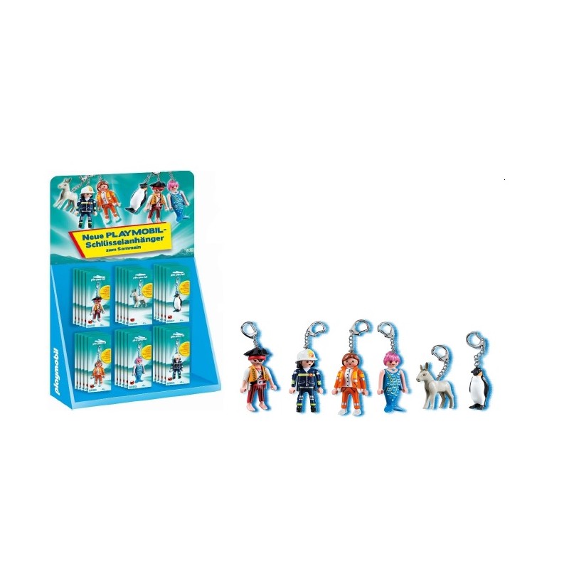 Lote 30x Llaveros + Expositor de regalo - Playmobil
